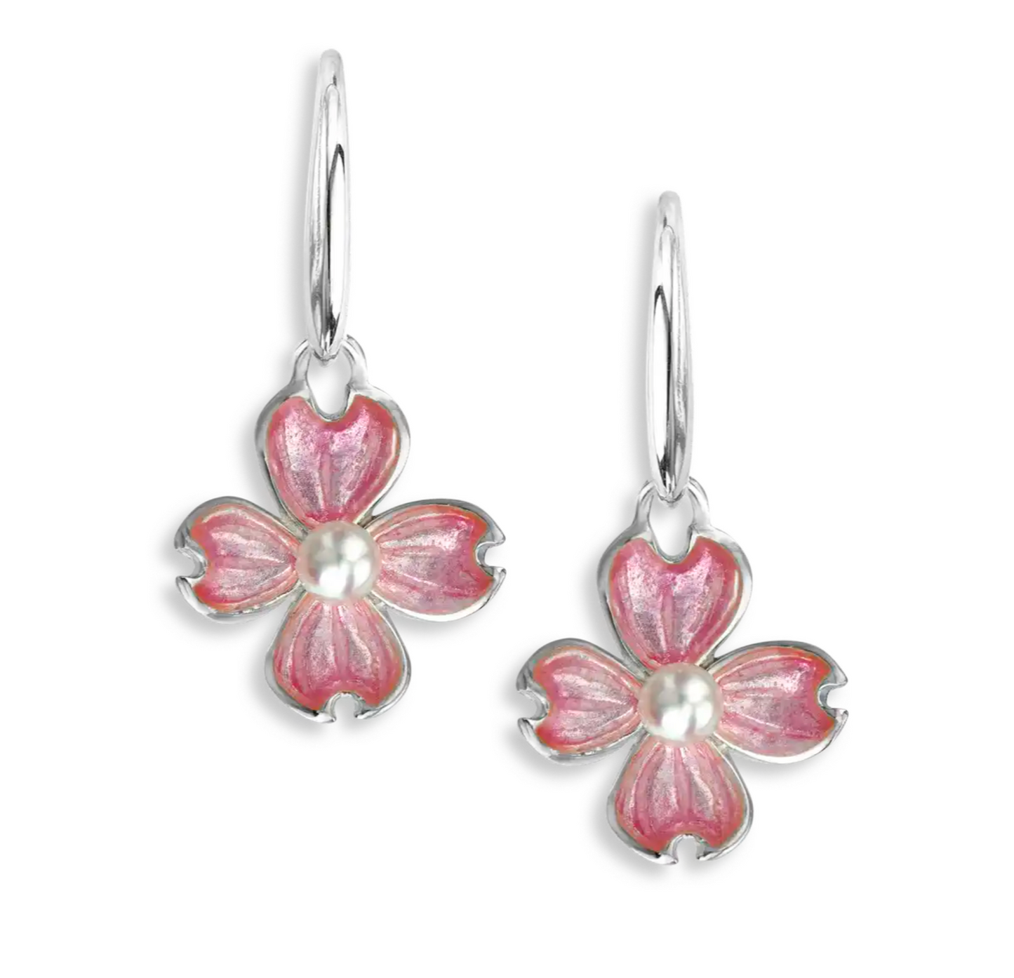 Pink Dogwood Wire Earrings-Akoya Pearls. Sterling Silver