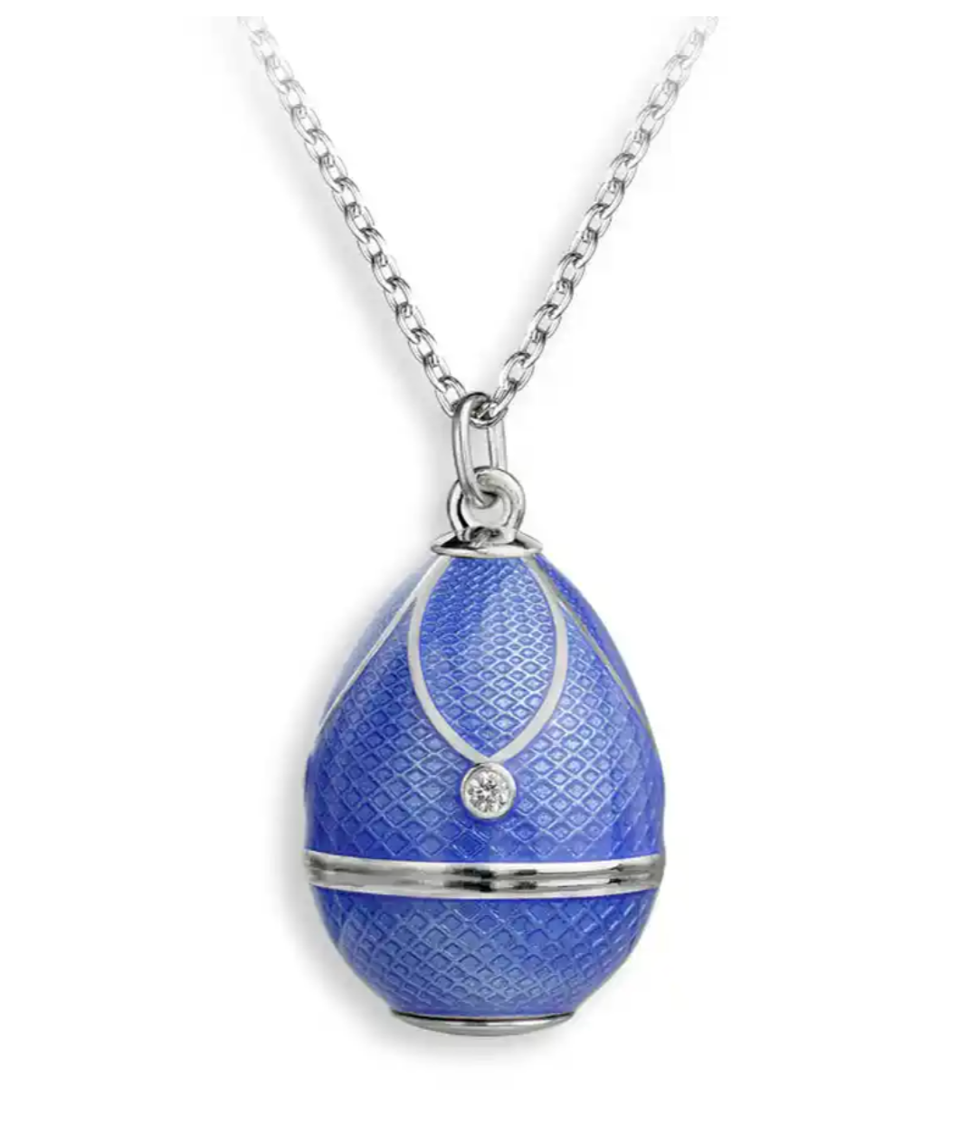 Blue Egg Necklace - Diamonds. Sterling Silver
