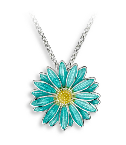Turquoise Gerbera Necklace. Sterling Silver