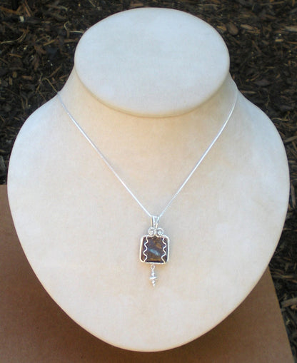 Koroit Boudler Opal Sterling silver wire wrapped pendant