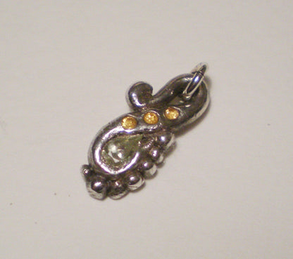 Chrysoberyl and Sapphire fine silver funky rustic ooak swirl pendant