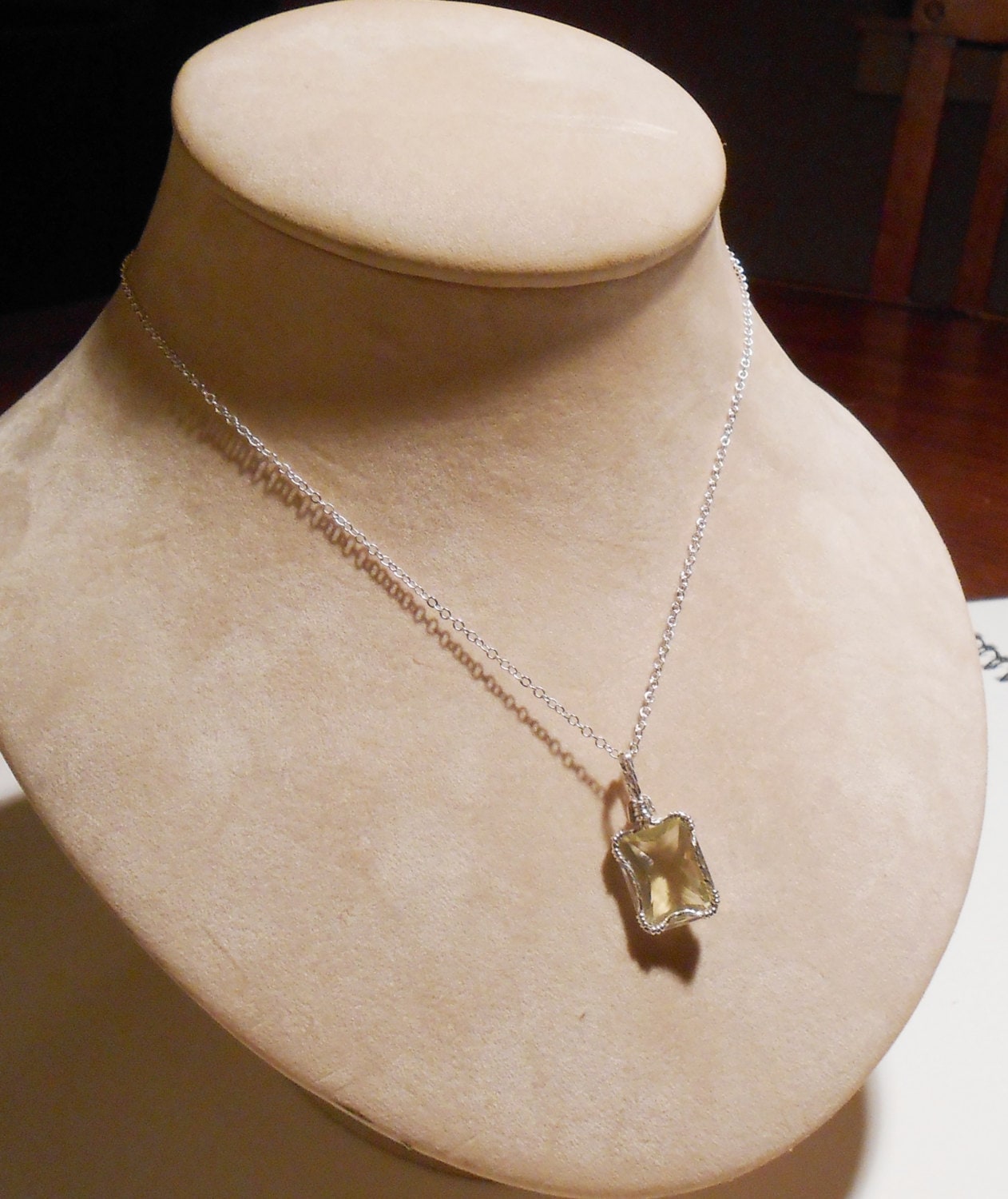 Lemon Quartz sterling silver wire wrapped pendant