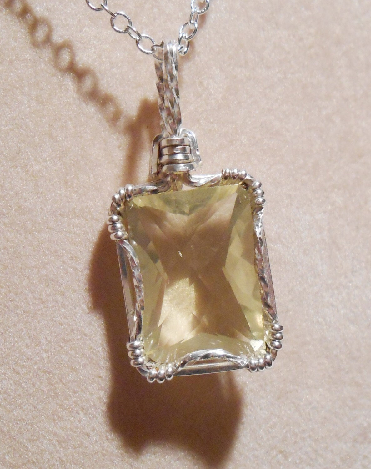 Lemon Quartz sterling silver wire wrapped pendant