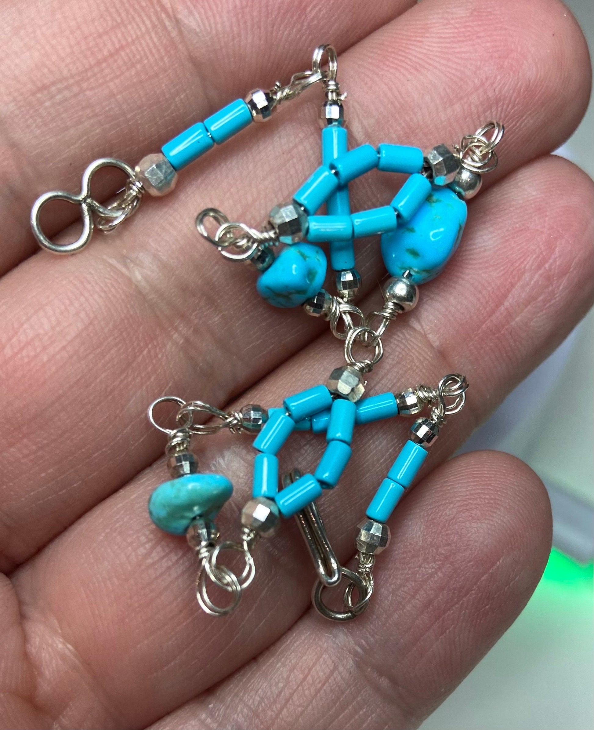 Sterling silver bracelet with Sleeping Beauty turquoise and silver beads.