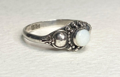 Handmade sterling silver ring with Australian opal, size 7.