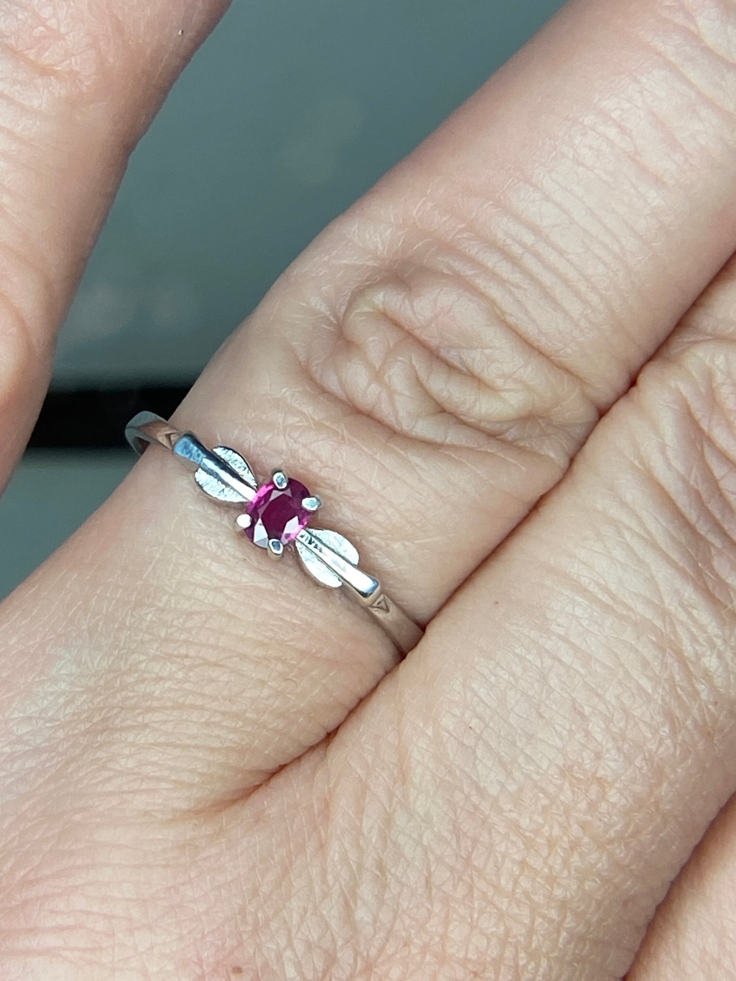 Petite Burmese Ruby Spade Arrowhead Design Ring in Sterling Silver size 8.5 - NewLifeJewelryVault