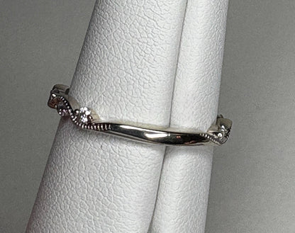Diamond Milgrain Wave Band Ring in Solid 14k White Gold by Noam Carver size 6.75 - NewLifeJewelryVault