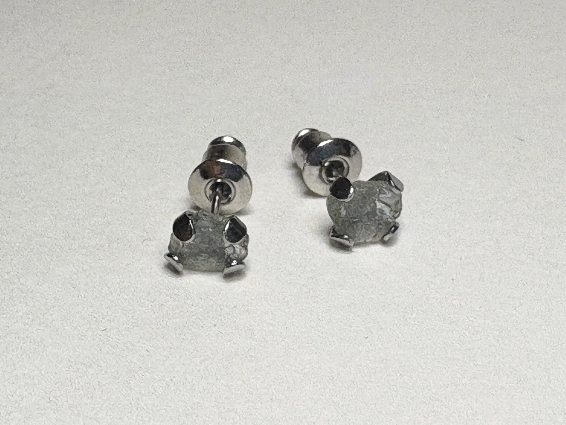 Green Natural Rough Matched MONTANA Sapphire Untreated Stud Earrings in Stainless Steel