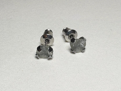 Green Natural Rough Matched MONTANA Sapphire Untreated Stud Earrings in Stainless Steel