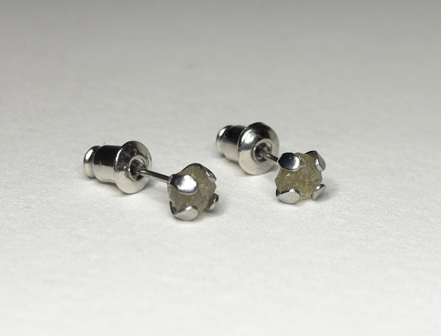 Yellow Natural Rough Matched MONTANA Sapphire Untreated Stud Earrings in Stainless steel