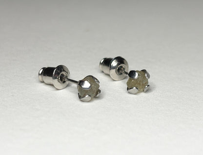 Yellow Natural Rough Matched MONTANA Sapphire Untreated Stud Earrings in Stainless steel