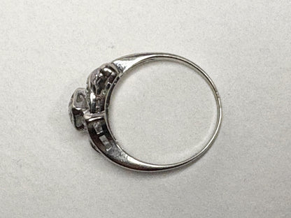 Vintage 14k white gold ring with natural diamonds.