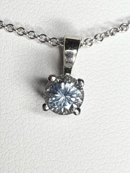 Montana Sapphire Natural Untreated Color Shift Solitaire Pendant Necklace in Solid 14k White Gold 16-17-18" Adjustable Chain - NewLifeJewelryVault