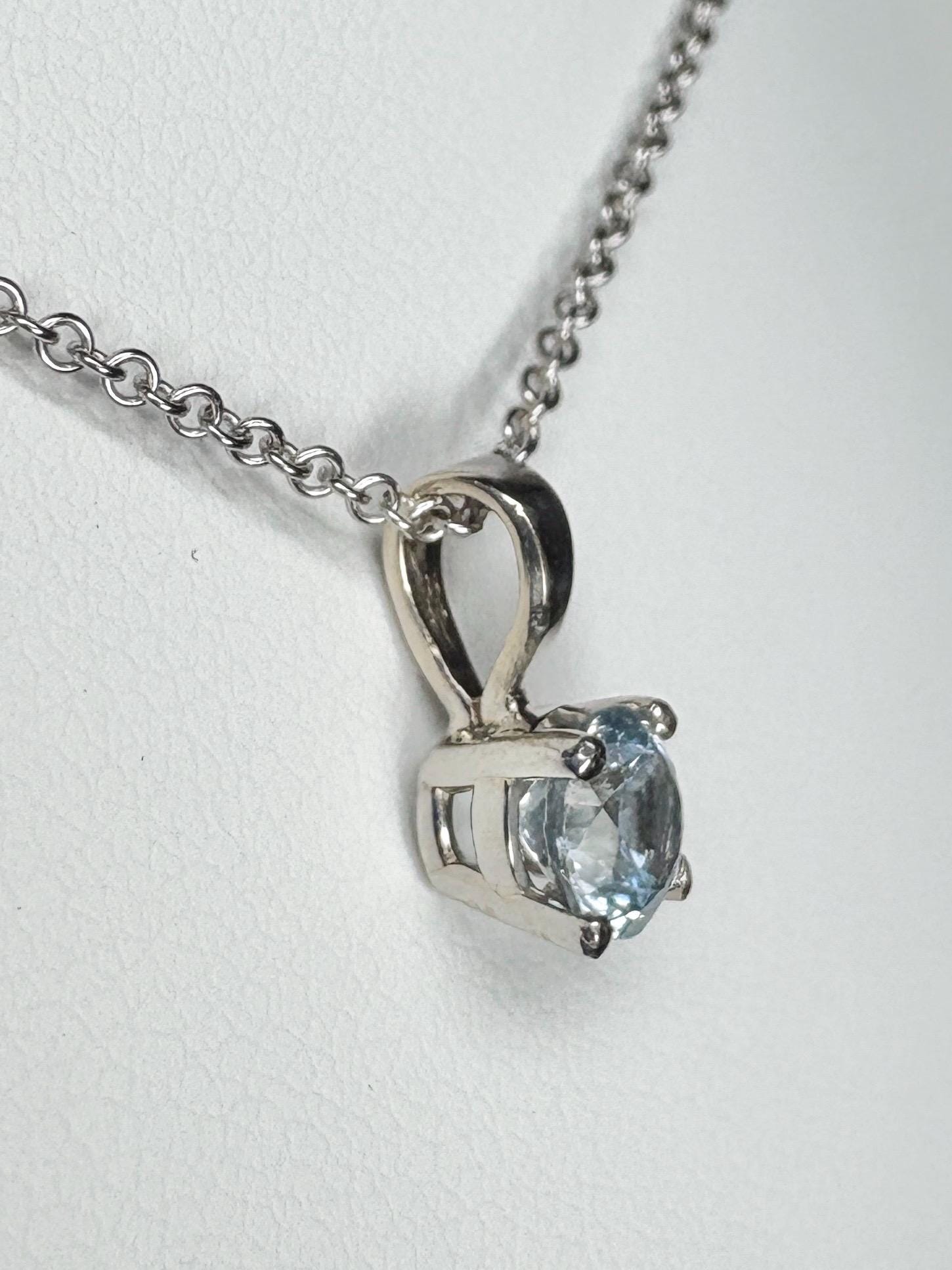 Montana Sapphire Natural Untreated Color Shift Solitaire Pendant Necklace in Solid 14k White Gold 16-17-18" Adjustable Chain - NewLifeJewelryVault