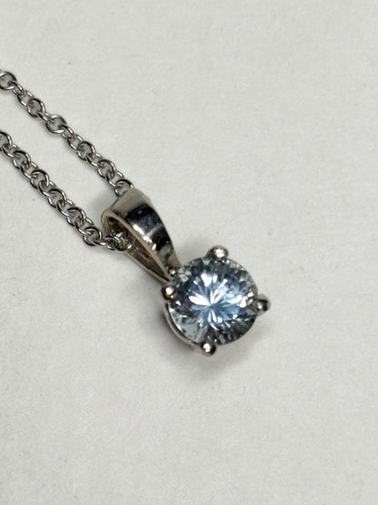 Montana Sapphire Natural Untreated Color Shift Solitaire Pendant Necklace in Solid 14k White Gold 16-17-18" Adjustable Chain - NewLifeJewelryVault