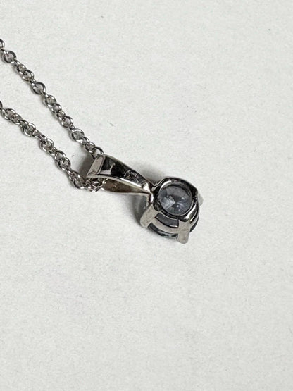 Montana Sapphire Natural Untreated Color Shift Solitaire Pendant Necklace in Solid 14k White Gold 16-17-18" Adjustable Chain - NewLifeJewelryVault
