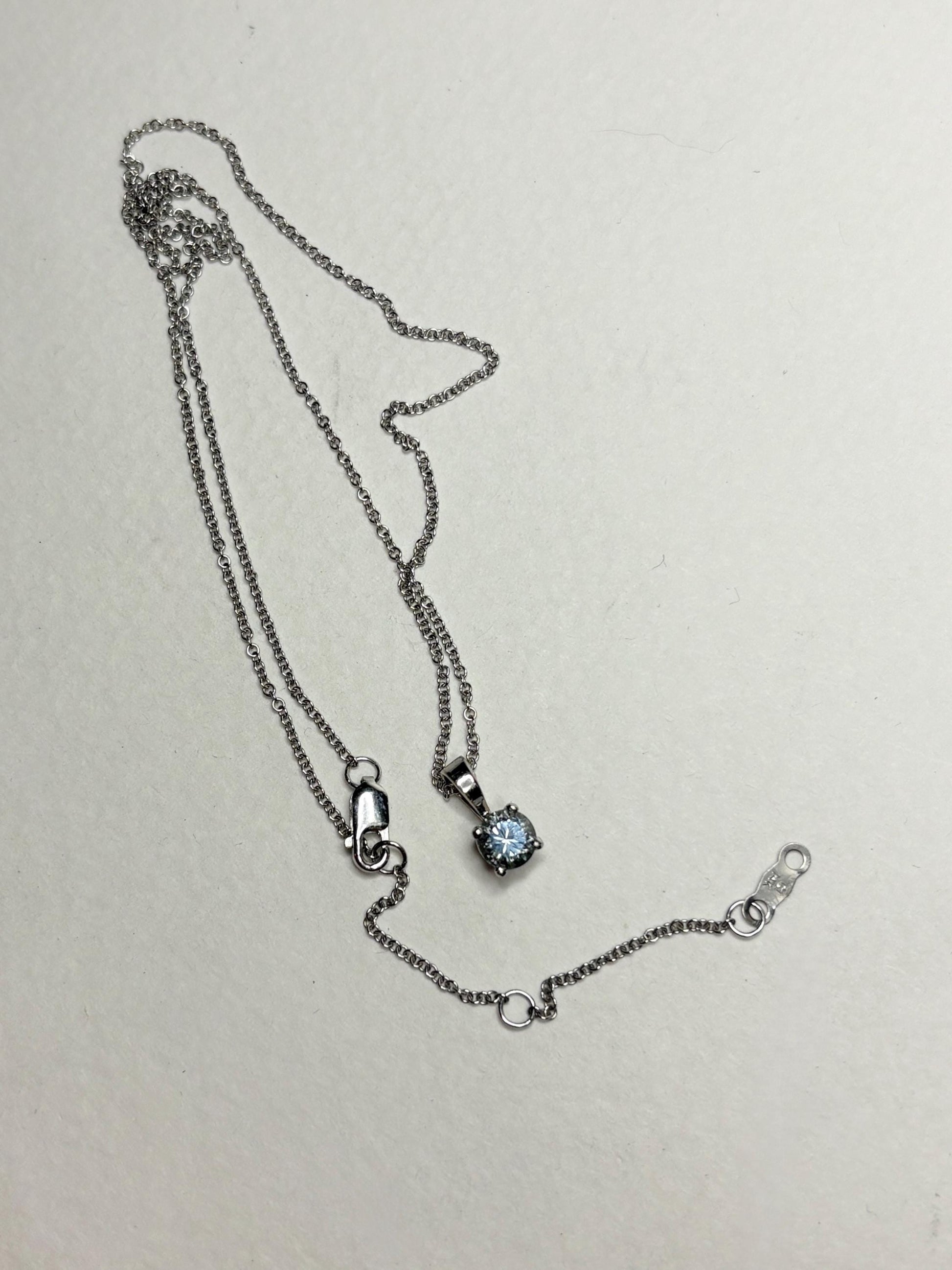 Montana Sapphire Natural Untreated Color Shift Solitaire Pendant Necklace in Solid 14k White Gold 16-17-18" Adjustable Chain - NewLifeJewelryVault