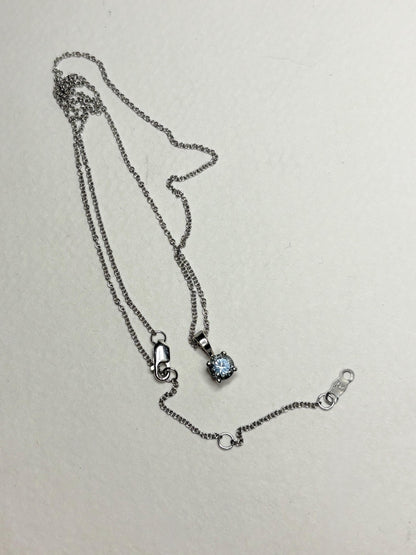 Montana Sapphire Natural Untreated Color Shift Solitaire Pendant Necklace in Solid 14k White Gold 16-17-18" Adjustable Chain - NewLifeJewelryVault