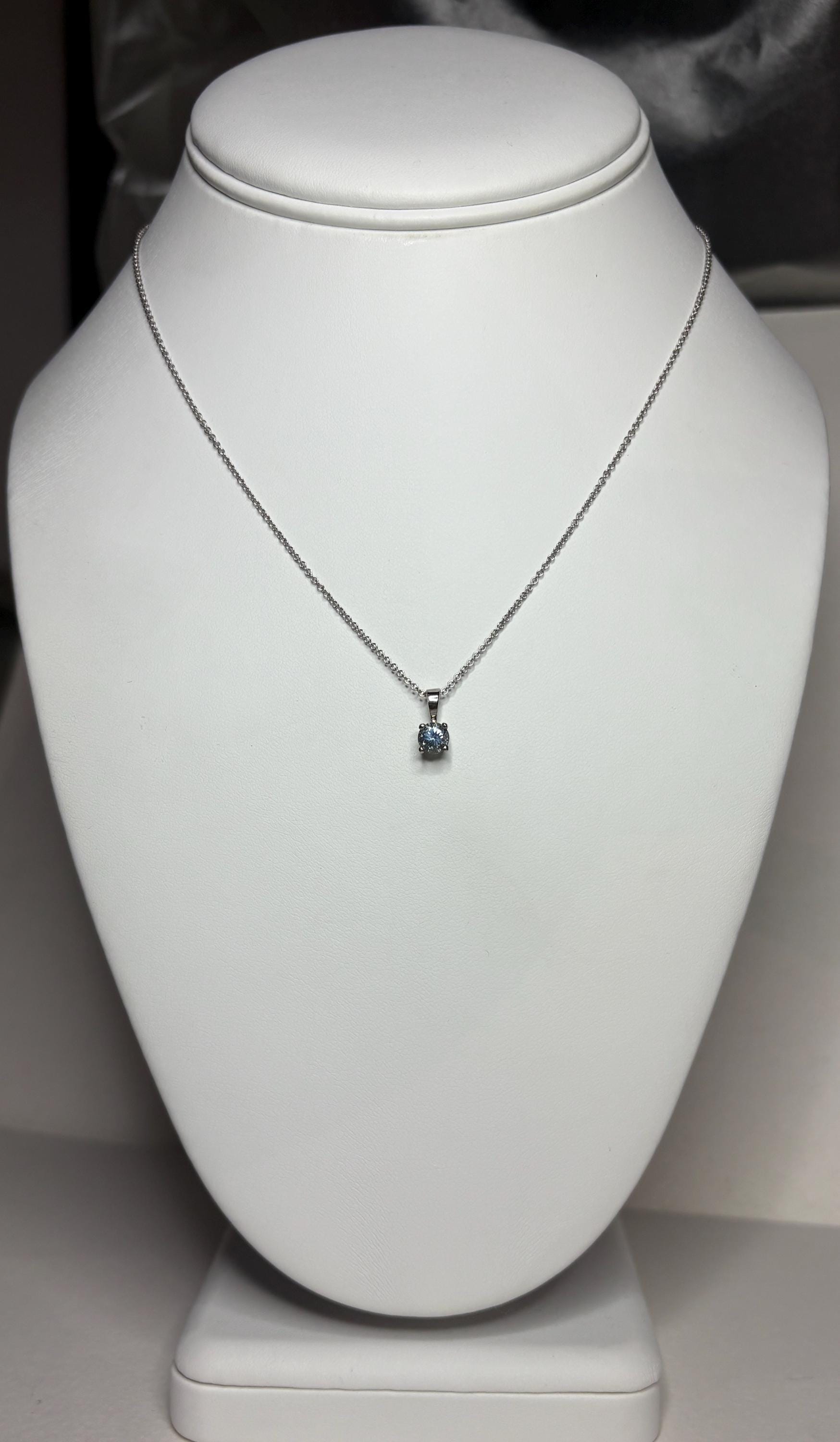 Montana Sapphire Natural Untreated Color Shift Solitaire Pendant Necklace in Solid 14k White Gold 16-17-18" Adjustable Chain - NewLifeJewelryVault