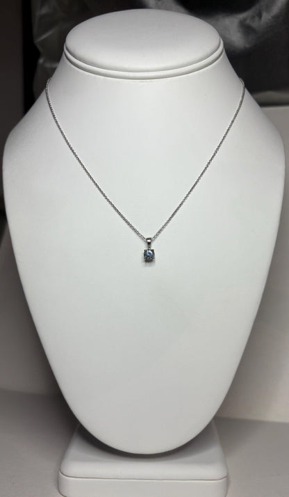 Montana Sapphire Natural Untreated Color Shift Solitaire Pendant Necklace in Solid 14k White Gold 16-17-18" Adjustable Chain - NewLifeJewelryVault