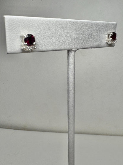 Sterling silver stud earrings with Arizona anthill garnets and zircons.