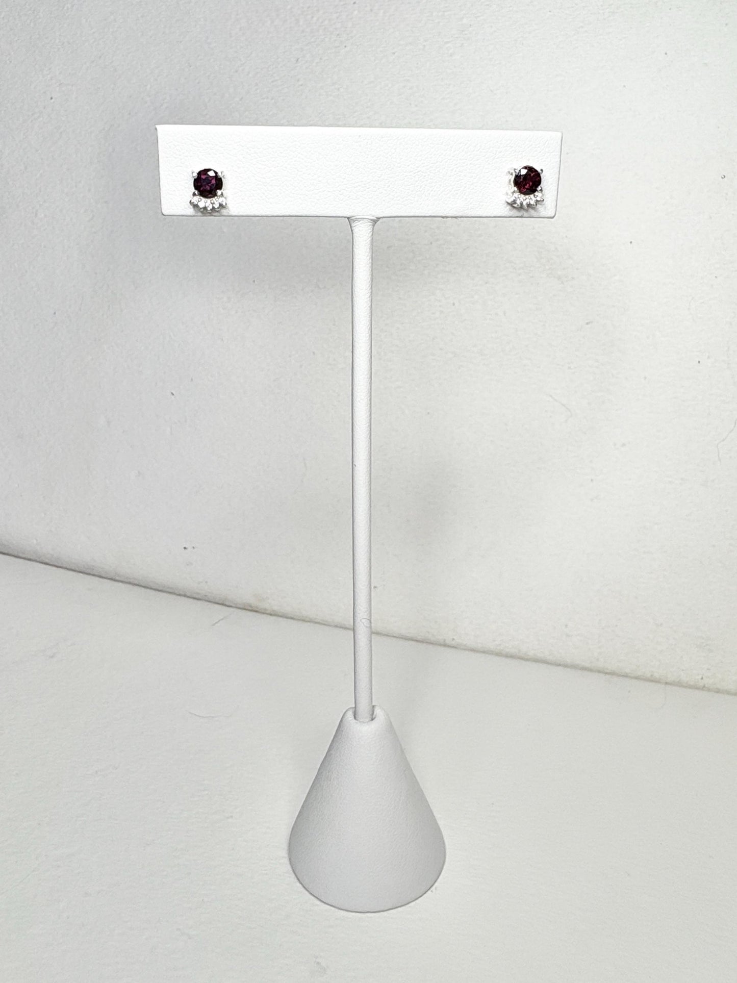 Arizona anthill garnet and zircon stud earrings in sterling silver.