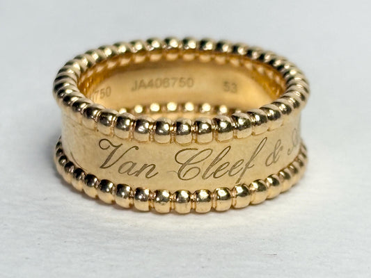 Van Cleef & Arpels Perlee Band Ring Solid 18k Gold size 53/6.5 - NewLifeJewelryVault