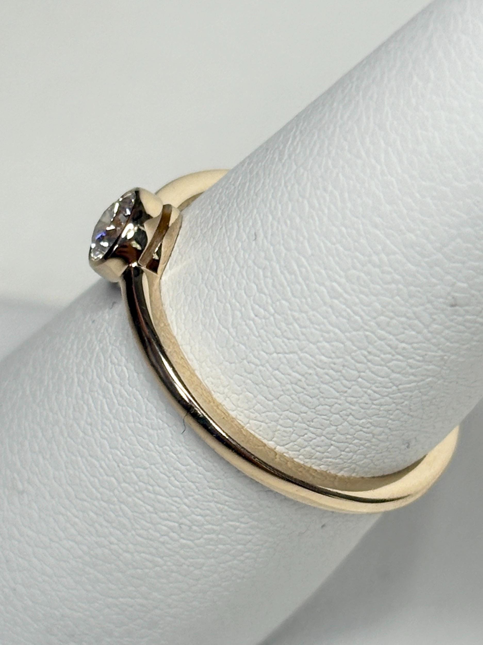 Pandora Lab-Grown Diamond .25ct Bezel Set Solitaire Ring in Solid 14k Gold size 6.5 - NewLifeJewelryVault