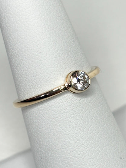 Pandora Lab-Grown Diamond .25ct Bezel Set Solitaire Ring in Solid 14k Gold size 6.5 - NewLifeJewelryVault