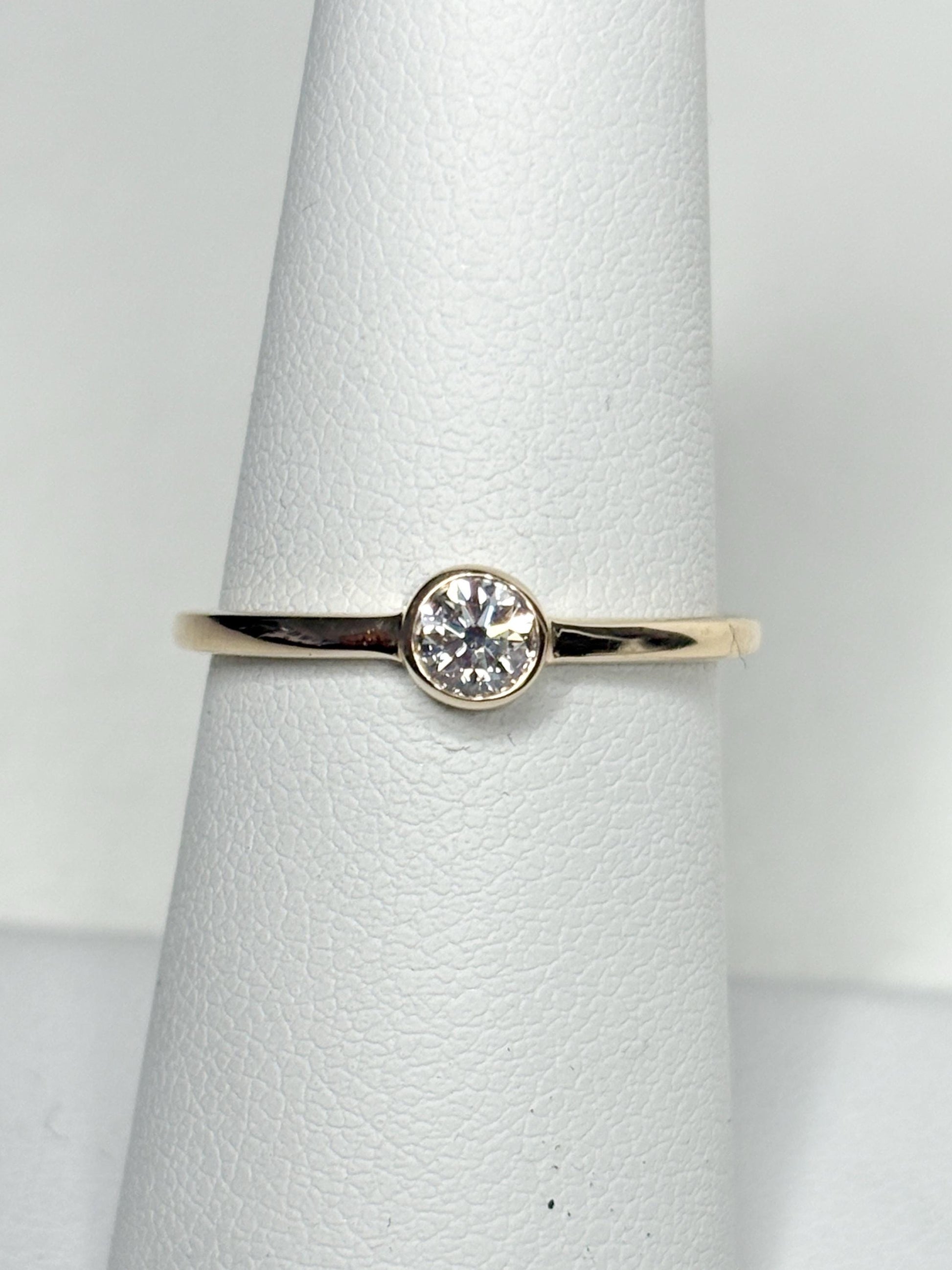 Pandora Lab-Grown Diamond .25ct Bezel Set Solitaire Ring in Solid 14k Gold size 6.5 - NewLifeJewelryVault