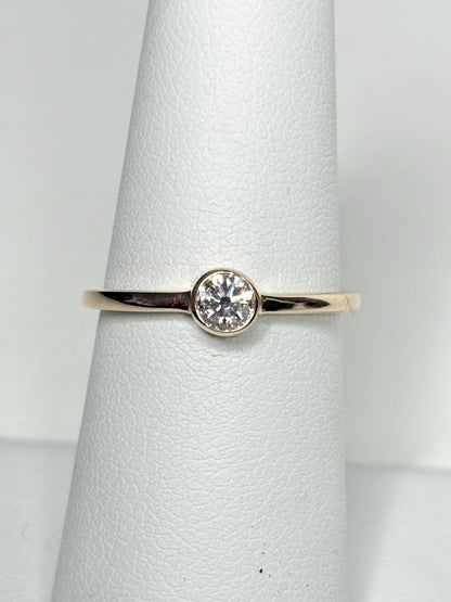 Pandora Lab-Grown Diamond .25ct Bezel Set Solitaire Ring in Solid 14k Gold size 6.5 - NewLifeJewelryVault