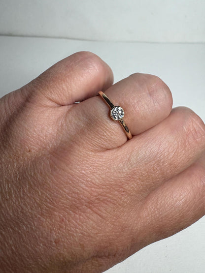 Pandora Lab-Grown Diamond .25ct Bezel Set Solitaire Ring in Solid 14k Gold size 6.5 - NewLifeJewelryVault