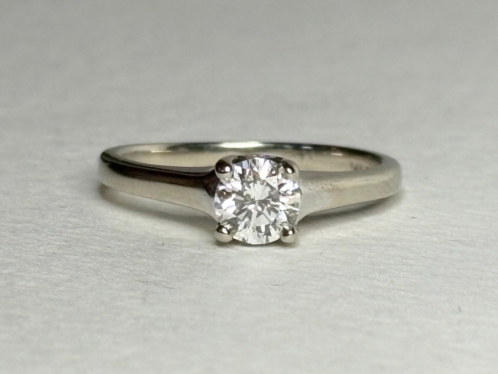 Classic Diamond Solitaire Engagement Ring in Solid 14k White Gold .56ct ctr size 6 - NewLifeJewelryVault