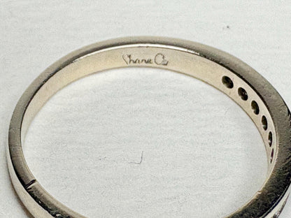 Channel Set Princess Cut Diamond Band Ring by Shane Co Solid 14k White Gold size 8.5 - NewLifeJewelryVault