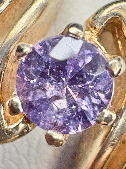 Natural Purple Sapphire Solitaire Bypass Style Ring Solid 14k Gold size 6.5 - NewLifeJewelryVault