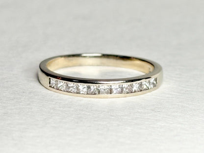 Channel Set Princess Cut Diamond Band Ring by Shane Co Solid 14k White Gold size 8.5 - NewLifeJewelryVault
