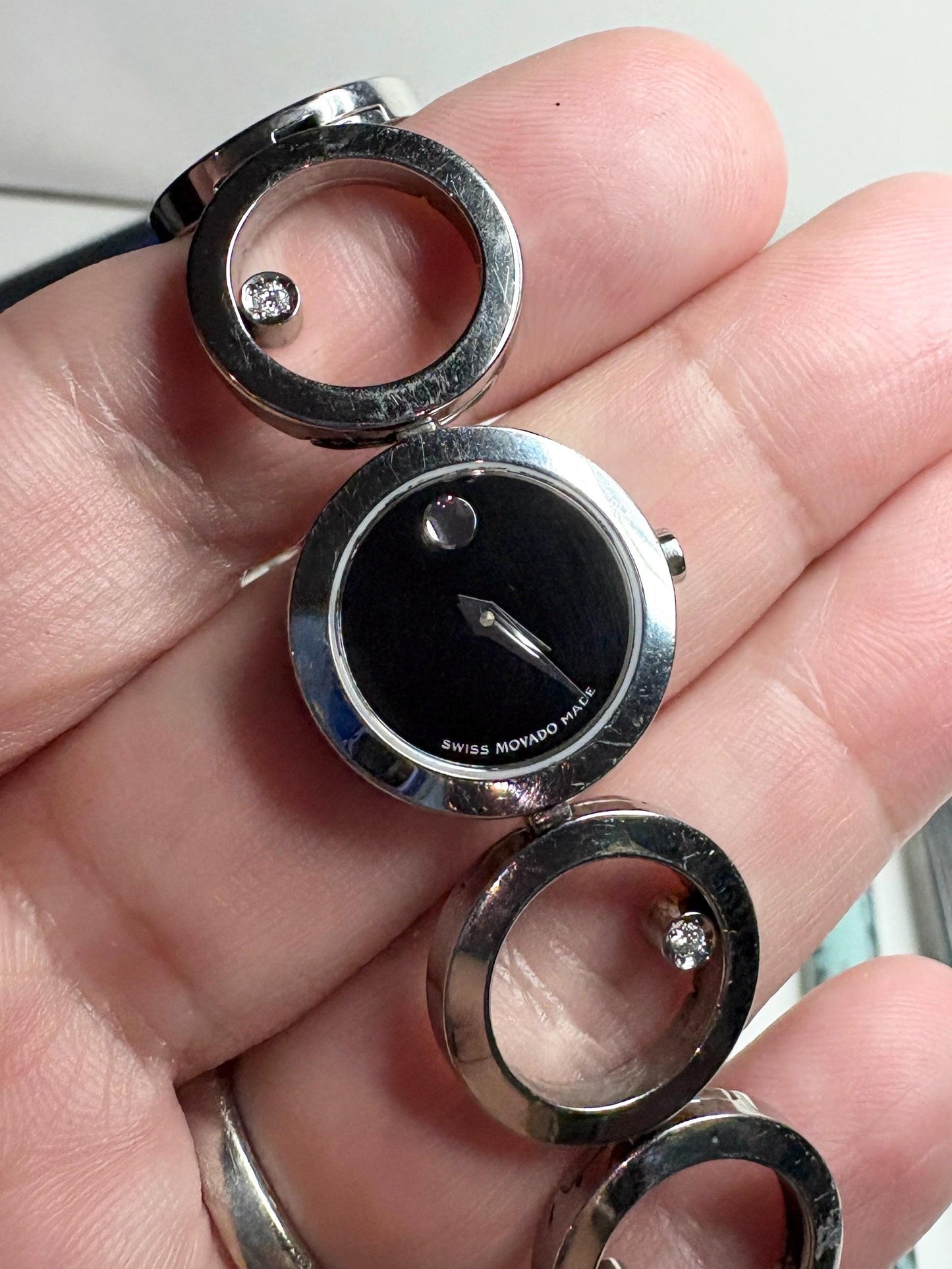 Ladies Movado Ono Wristwatch with Museum Dial and Natural Diamond Bracelet 8" - NewLifeJewelryVault