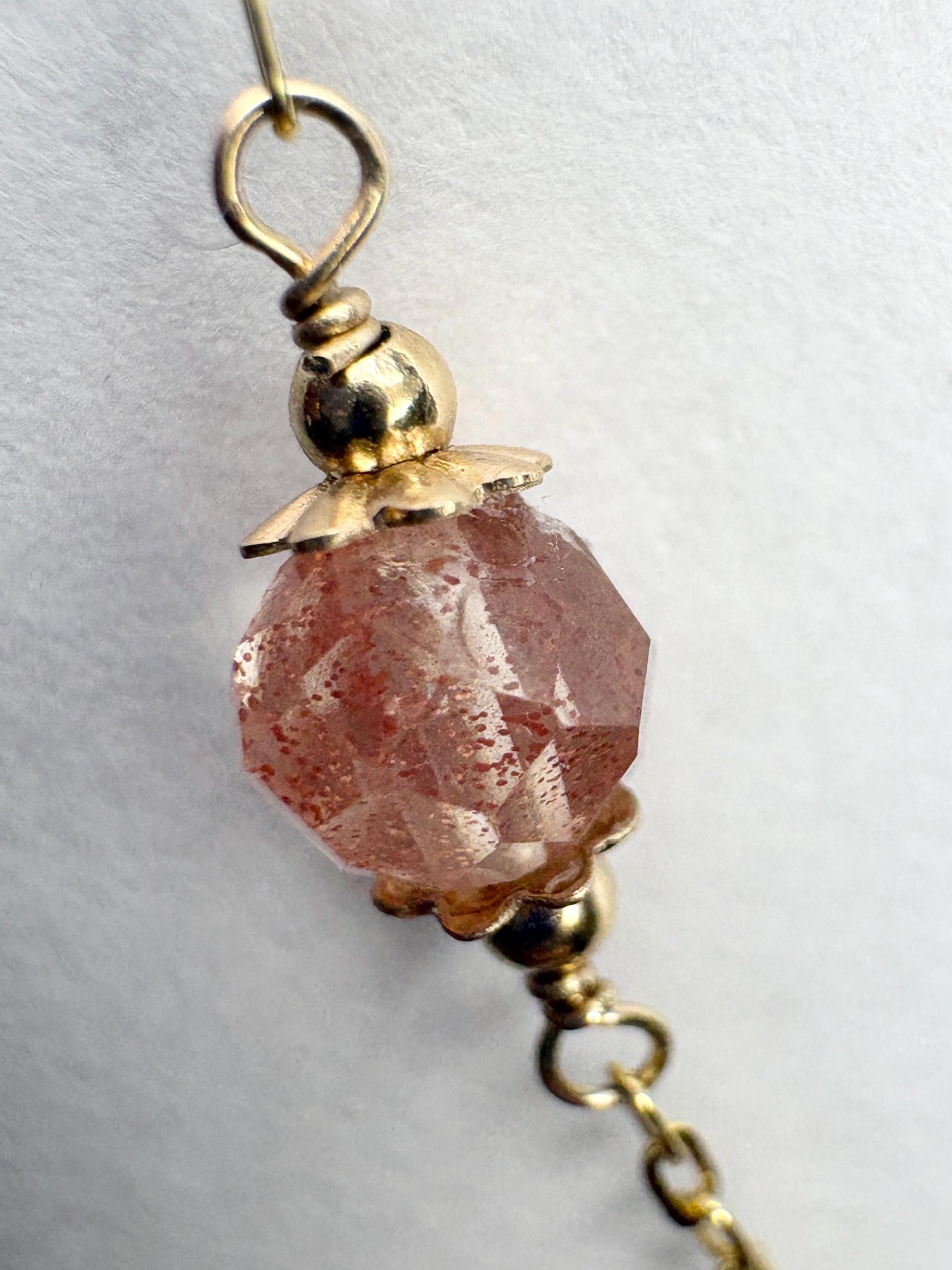 Oregon Sunstone Solitaire Faceted Bead Bracelet Solid 14k Gold 7.25" - NewLifeJewelryVault