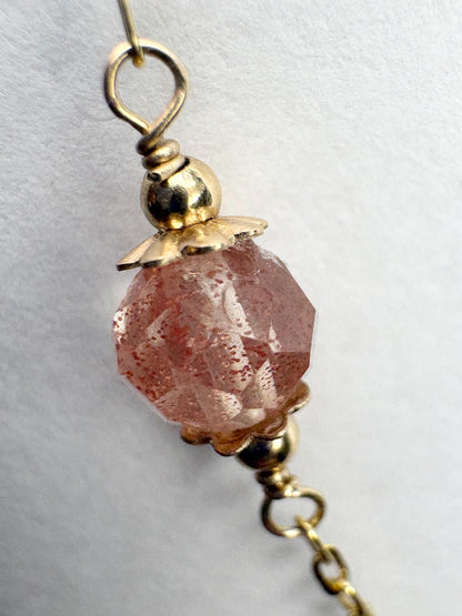 Oregon Sunstone Solitaire Faceted Bead Bracelet Solid 14k Gold 7.25" - NewLifeJewelryVault