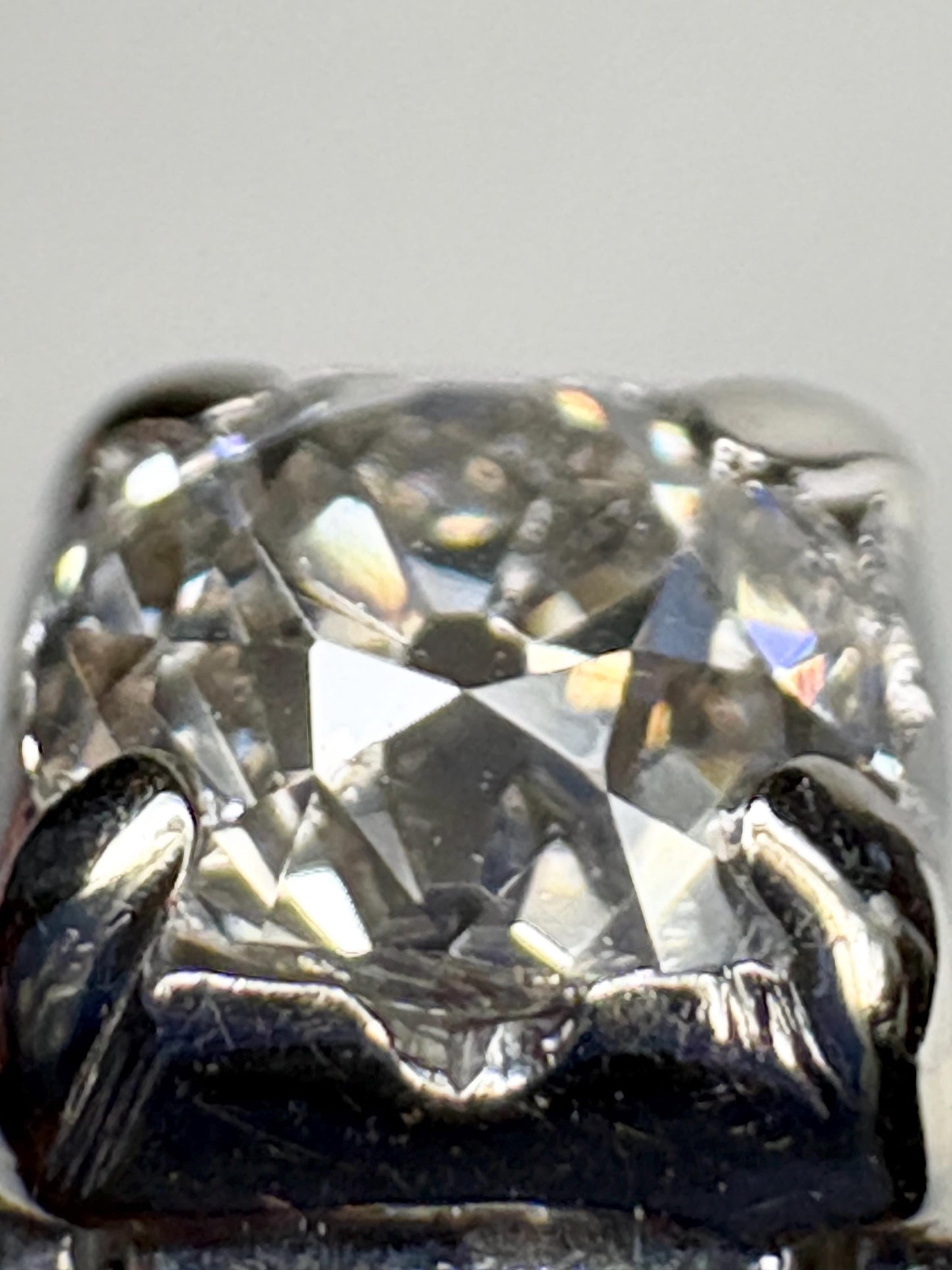 Art Deco Old Miner's Cut Diamond Trilogy Ring in Solid 18k White Gold size 7.25 - NewLifeJewelryVault