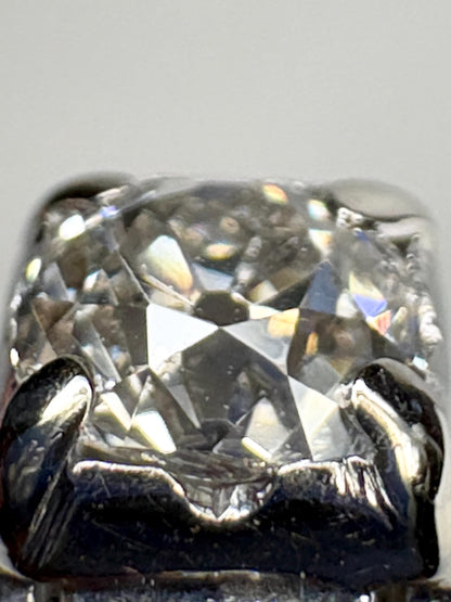 Art Deco Old Miner's Cut Diamond Trilogy Ring in Solid 18k White Gold size 7.25 - NewLifeJewelryVault
