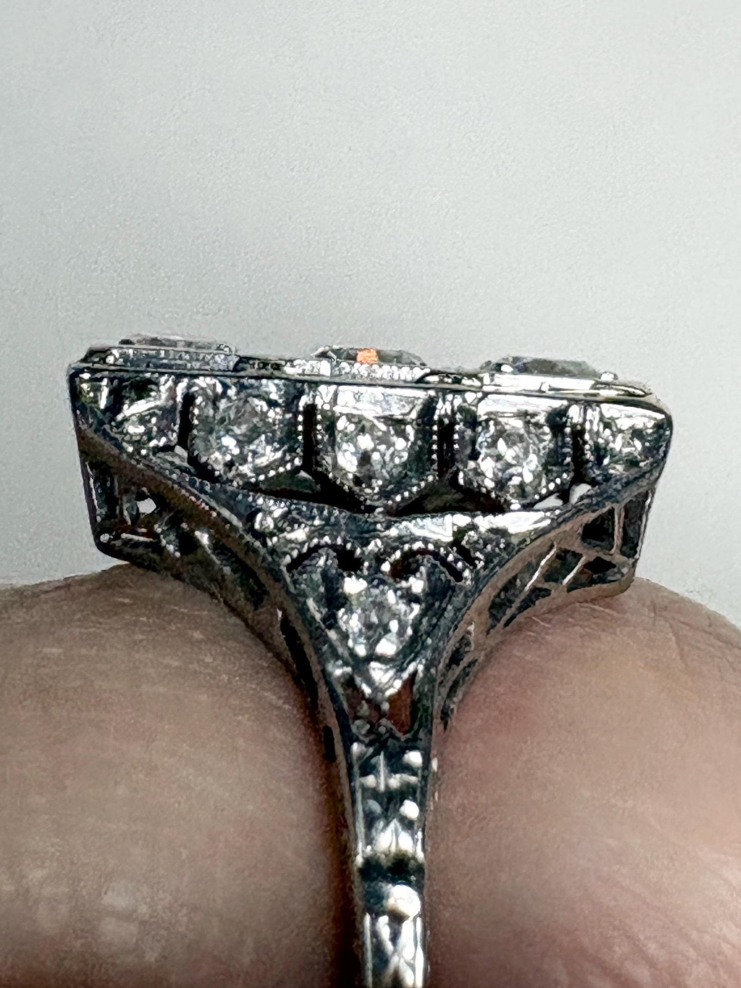 Art Deco Diamond Ring in Platinum .70ctw 4g size 6 - NewLifeJewelryVault