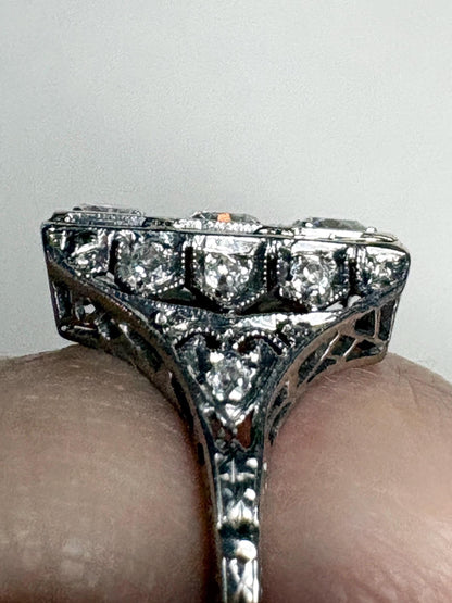 Art Deco Diamond Ring in Platinum .70ctw 4g size 6 - NewLifeJewelryVault