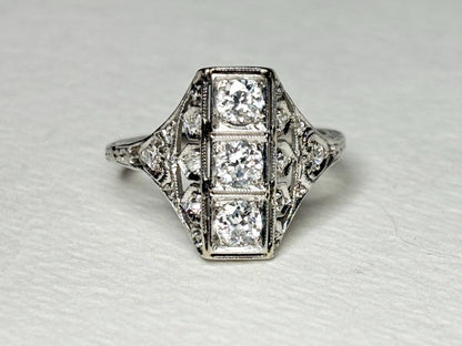 Art Deco Diamond Ring in Platinum .70ctw 4g size 6 - NewLifeJewelryVault