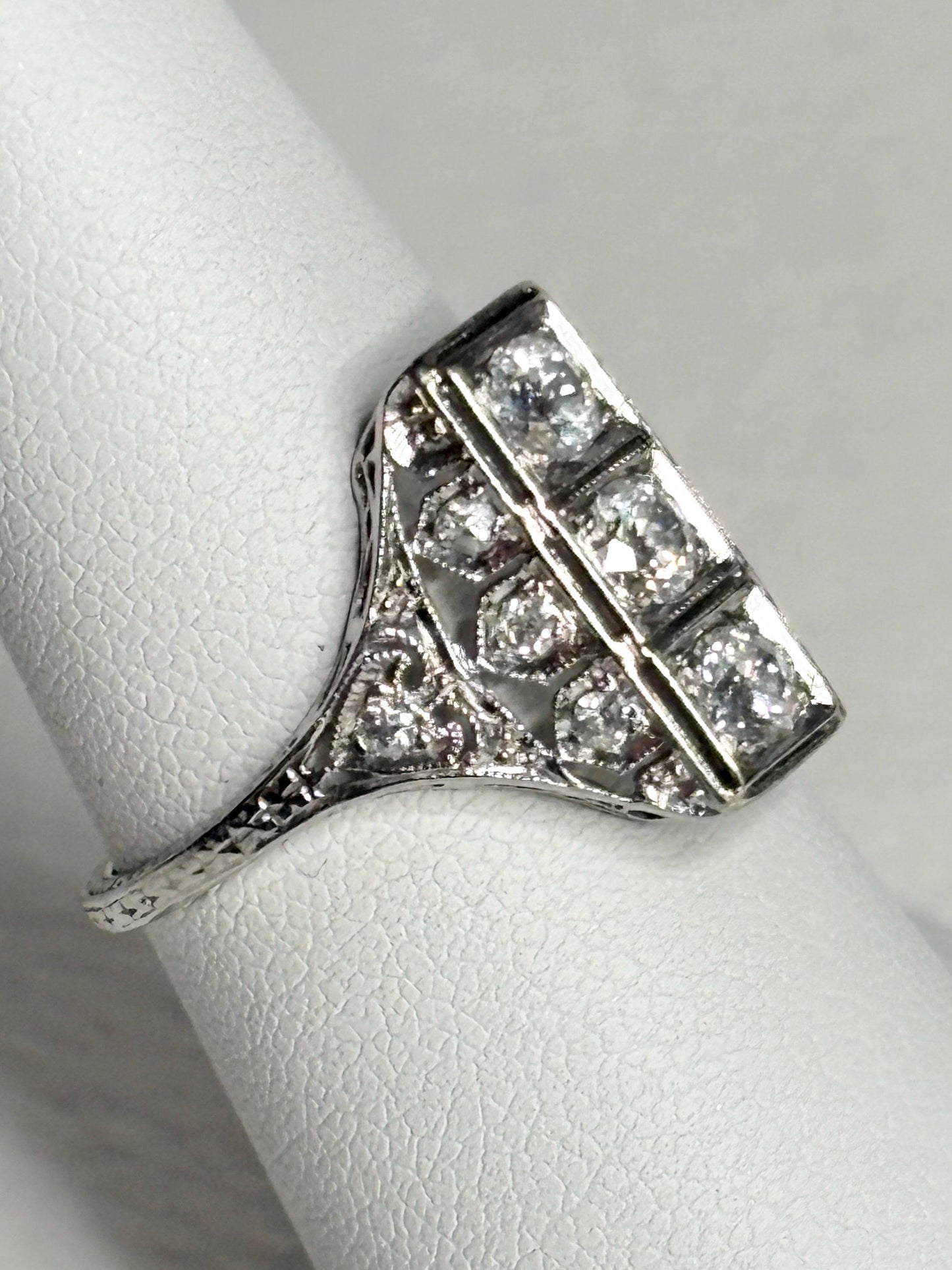 Art Deco Diamond Ring in Platinum .70ctw 4g size 6 - NewLifeJewelryVault