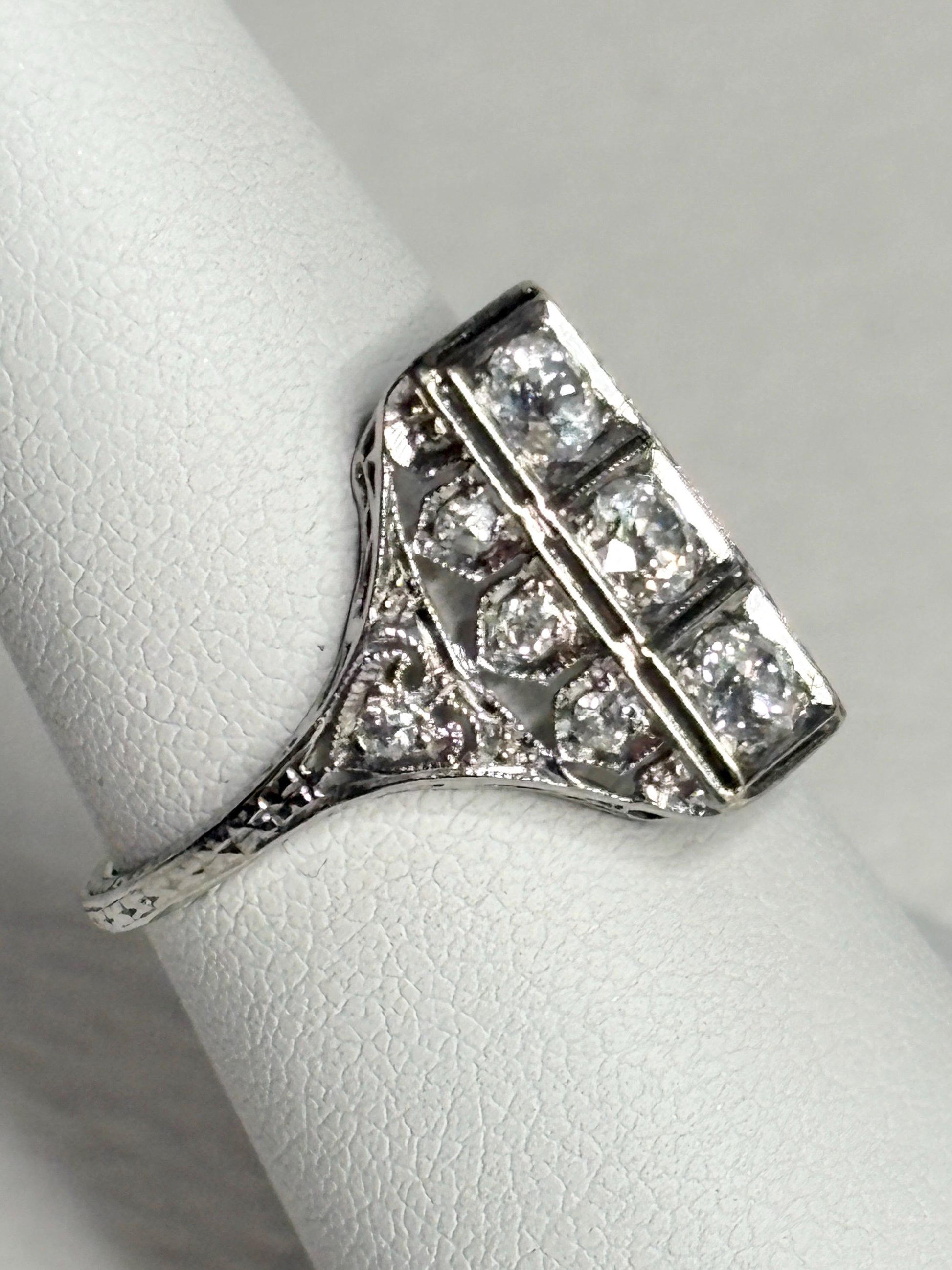 Art Deco Diamond Ring in Platinum .70ctw 4g size 6 - NewLifeJewelryVault
