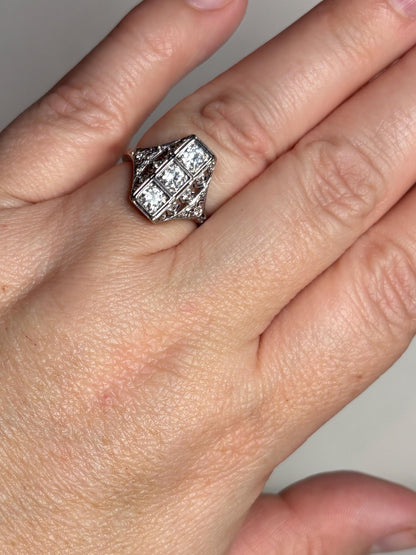 Art Deco Diamond Ring in Platinum .70ctw 4g size 6 - NewLifeJewelryVault