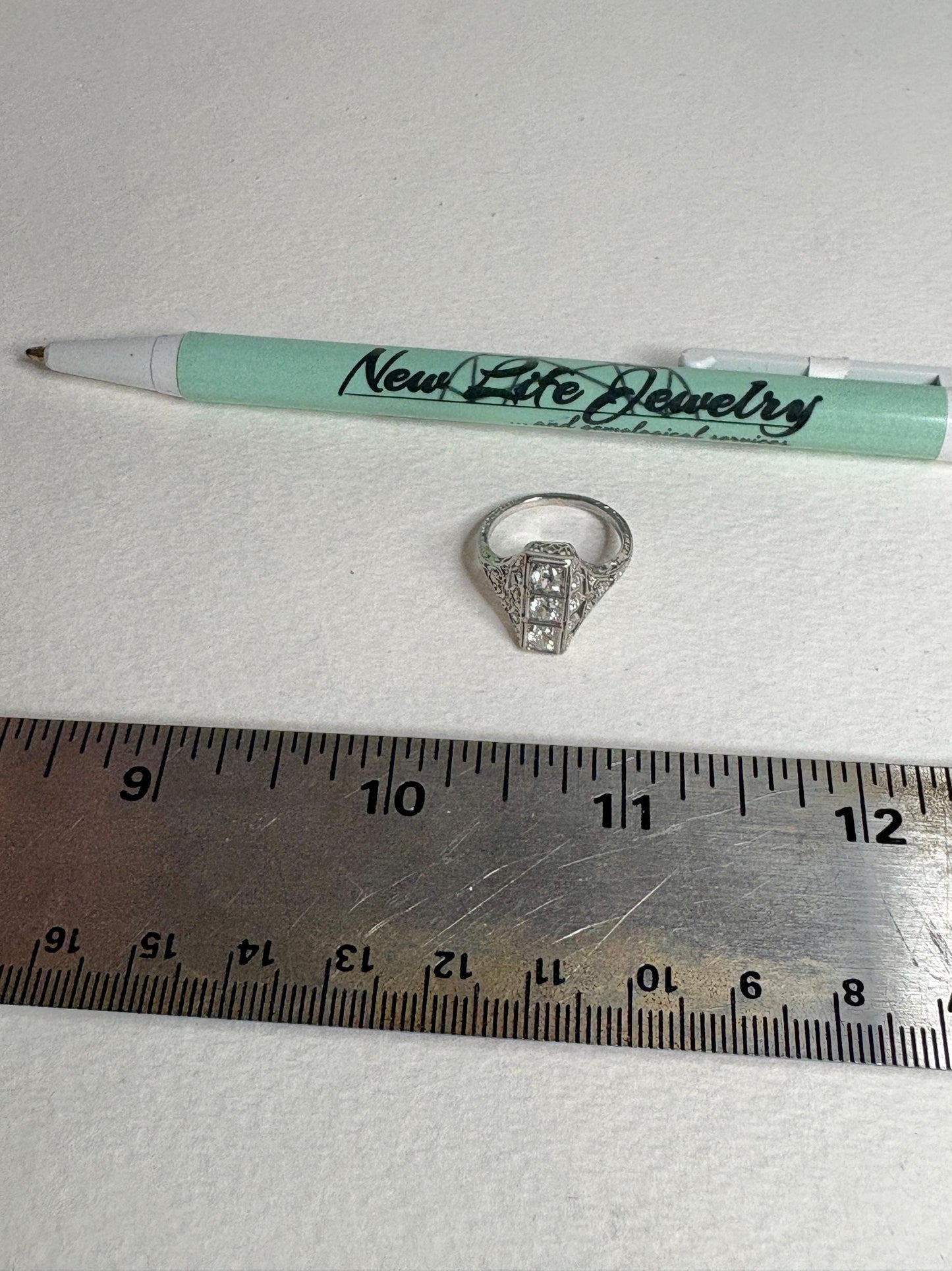 Art Deco Diamond Ring in Platinum .70ctw 4g size 6 - NewLifeJewelryVault