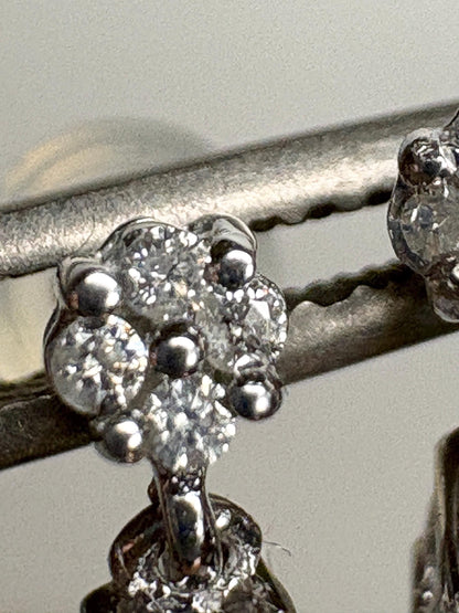 Sapphire and Diamond Dangle Drop Earrings Solid 14k White Gold Pear Shape - NewLifeJewelryVault
