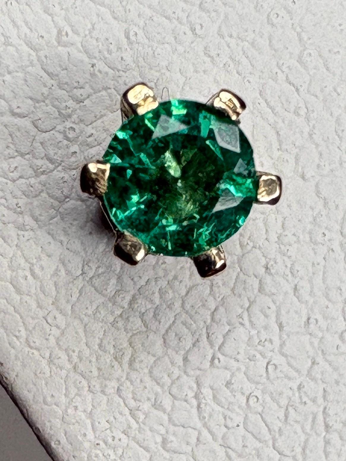 Natural Emerald Stud Earrings in 6 Prong 14k Gold .35ctw - NewLifeJewelryVault
